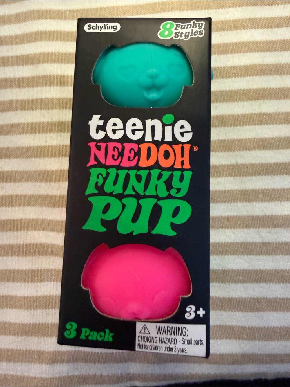 Teenie Needoh Funky Pup 3-Pack - Teal & Hot Pink